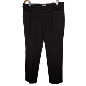 Charter Club Women's Pants Size 16 Brown Dress Pants with Faux‎ Leather Trim